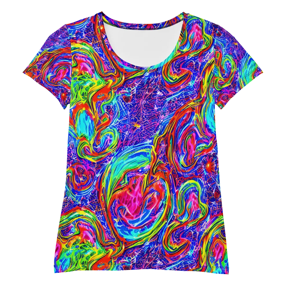 Cobalt Marbling on Women's Athletic T-Shirt — Front