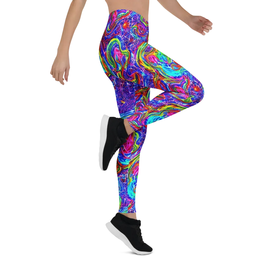 Cobalt Marbling on Leggings — Right