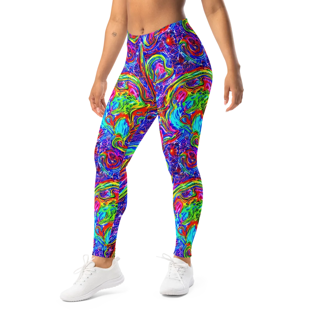 Cobalt Marbling on Leggings — Left Front