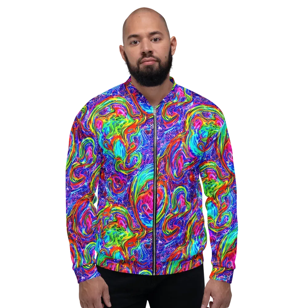 Cobalt Marbling on Bomber Jacket — Front