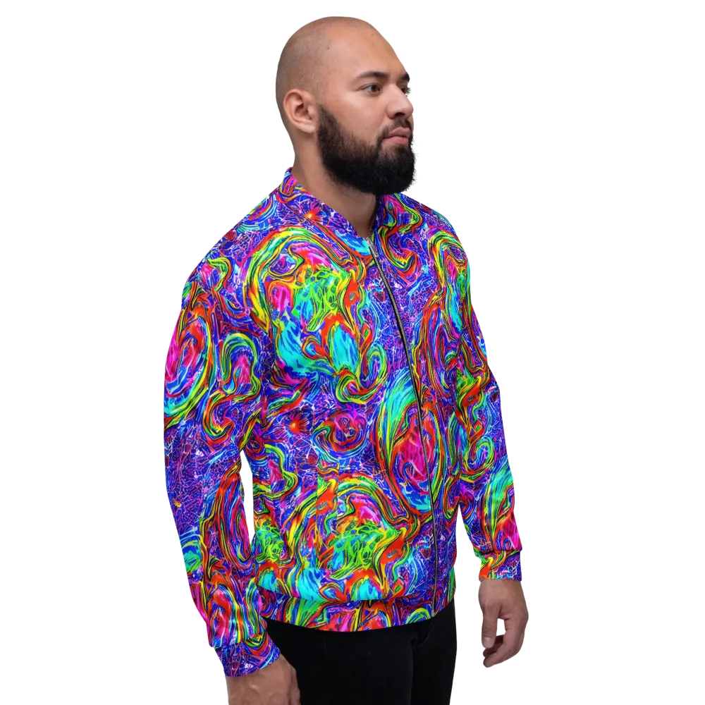 Cobalt Marbling on Bomber Jacket — Right