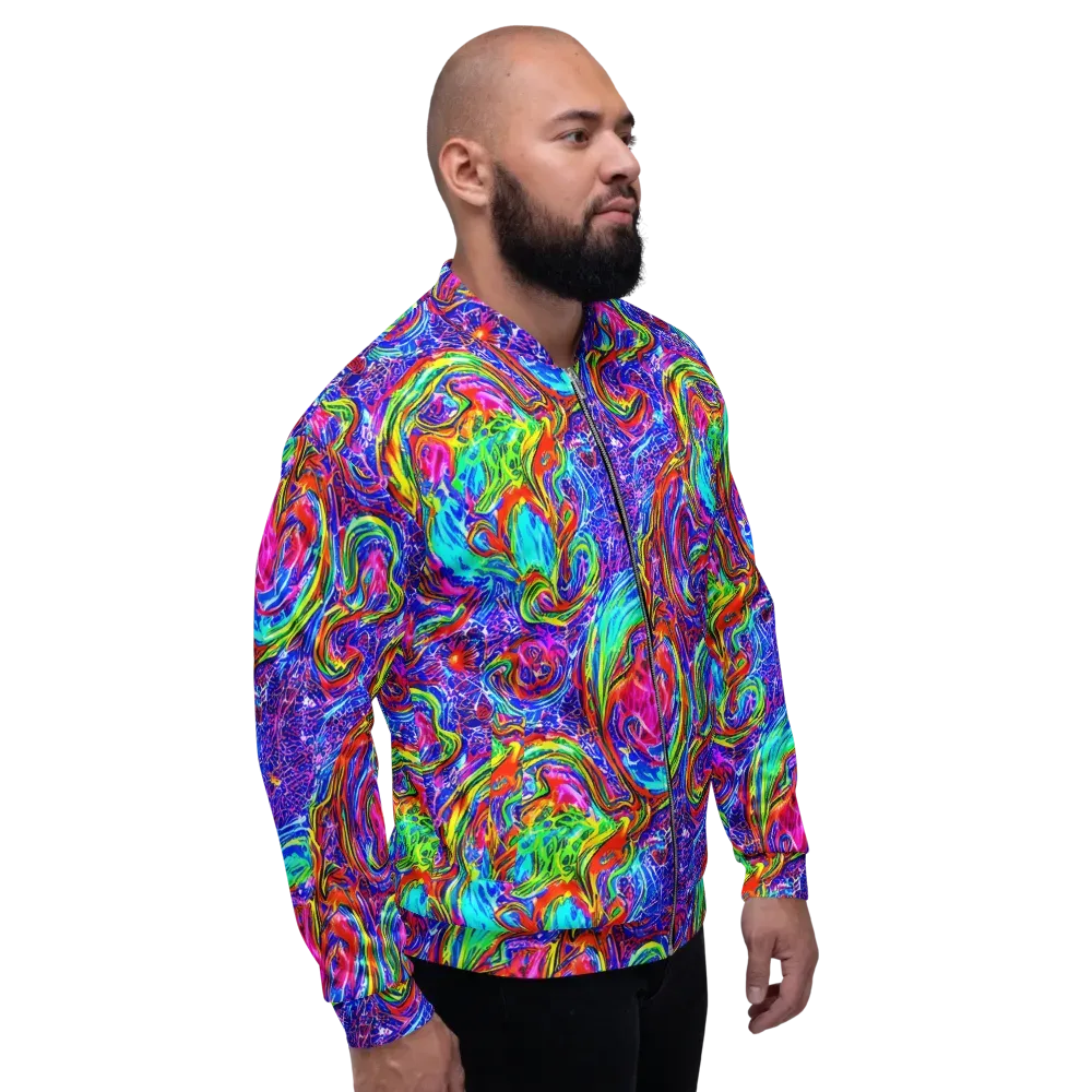 Cobalt Marbling on Bomber Jacket — Right