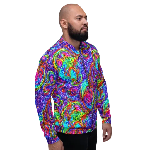 Cobalt Marbling on a Bomber Jacket