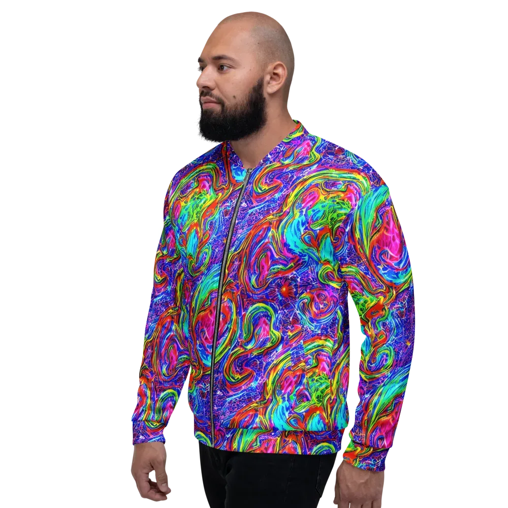 Cobalt Marbling on Bomber Jacket — Left