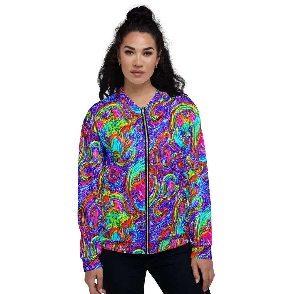 Cobalt Marbling on Bomber Jacket — Front