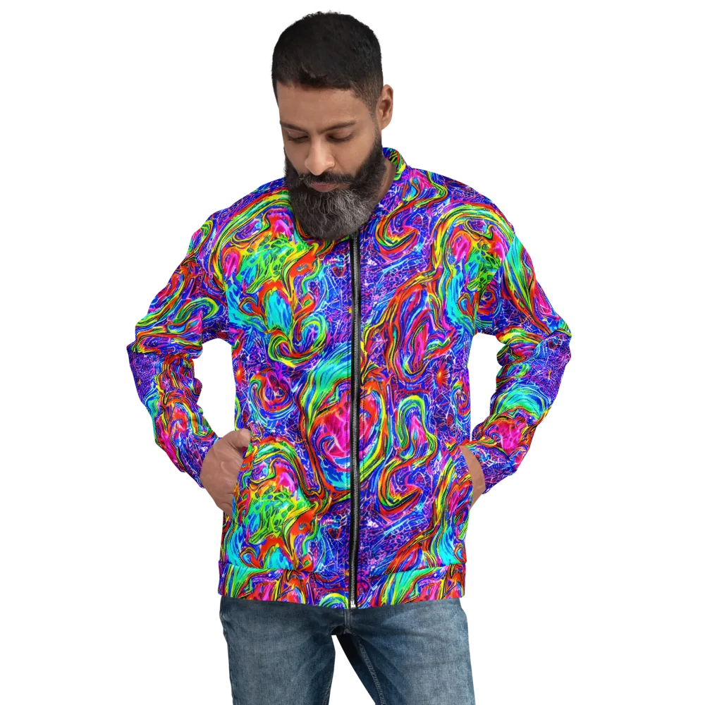Cobalt Marbling on Bomber Jacket — Front
