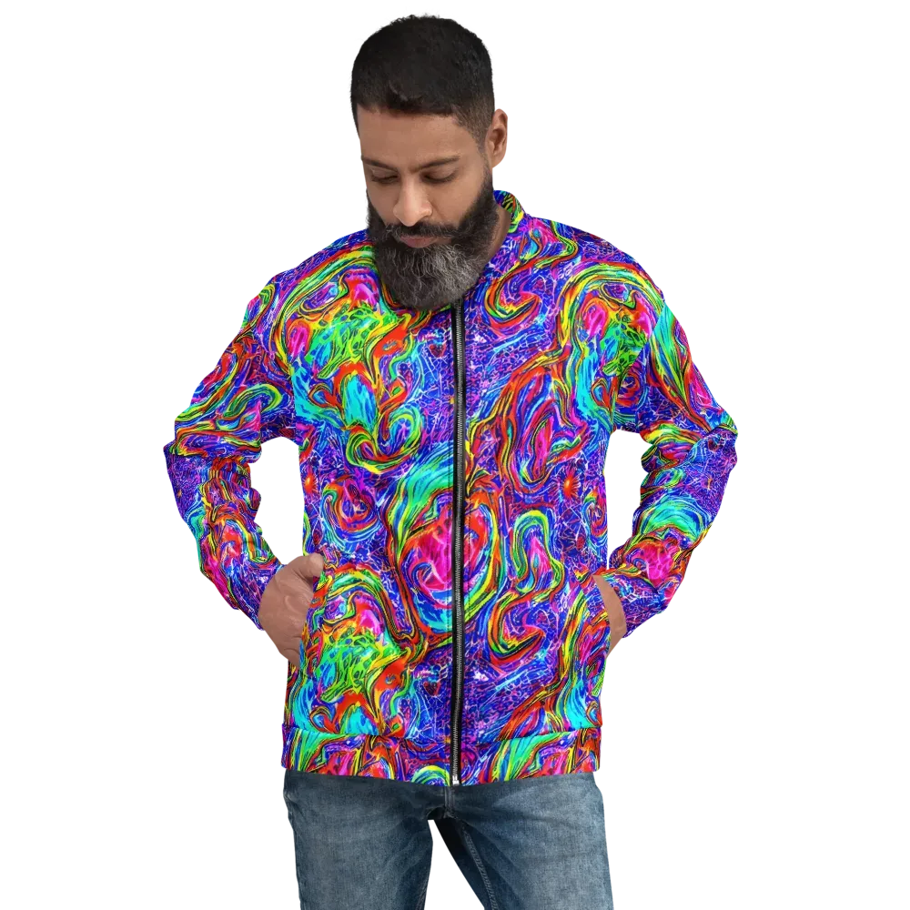 Cobalt Marbling on Bomber Jacket — Front