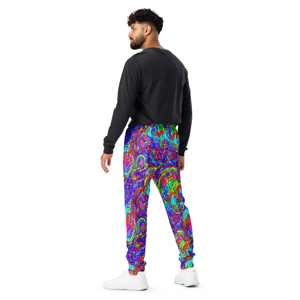 Cobalt Marbling on Men's Joggers — Back