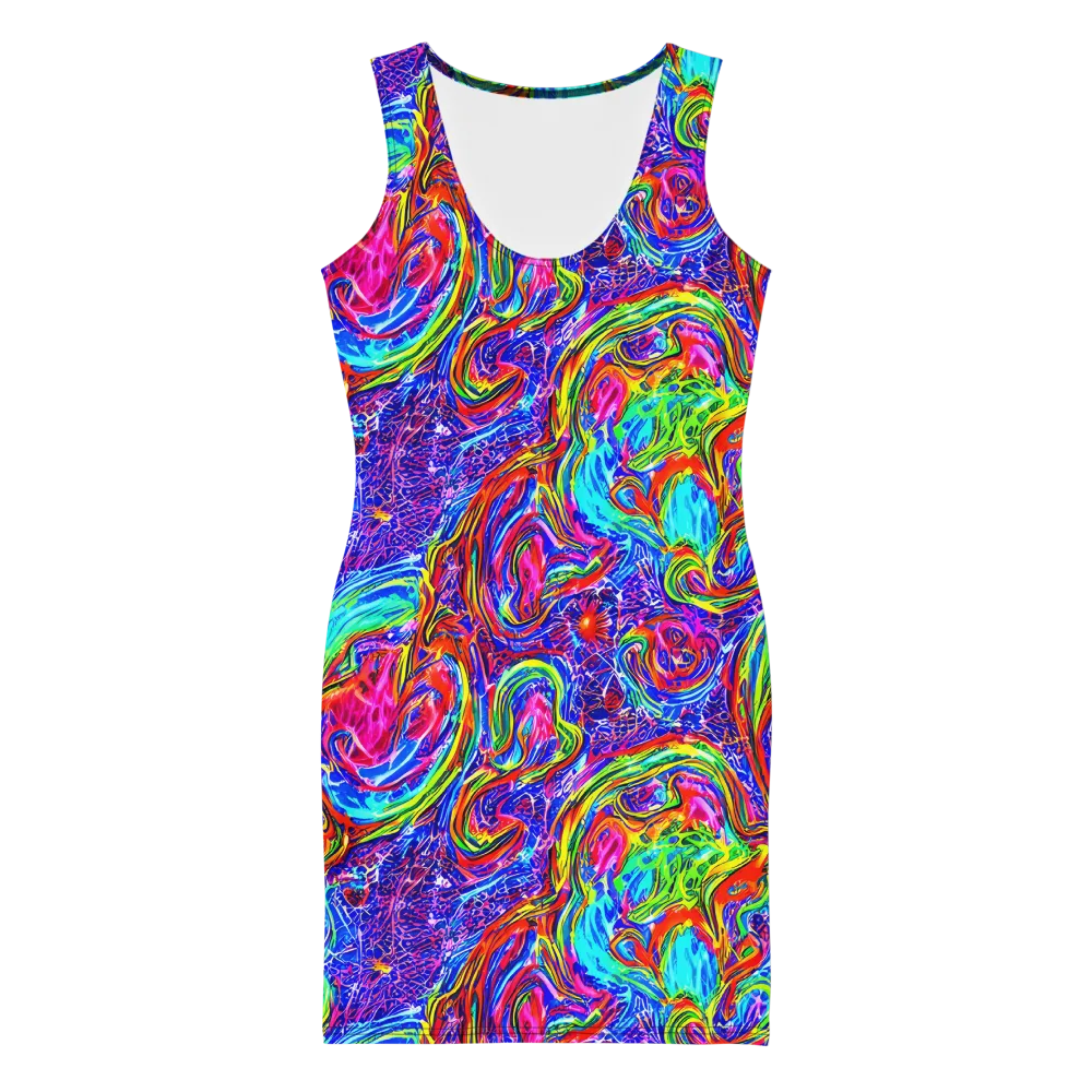 Cobalt Marbling on Bodycon Dress — Front