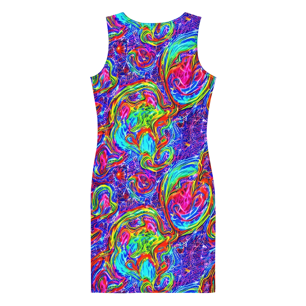 Cobalt Marbling on Bodycon Dress — Back
