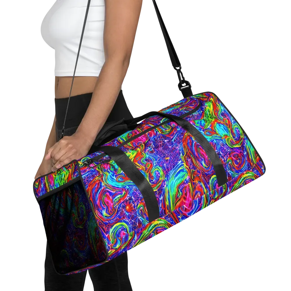 Cobalt Marbling on Duffle Bag — Front
