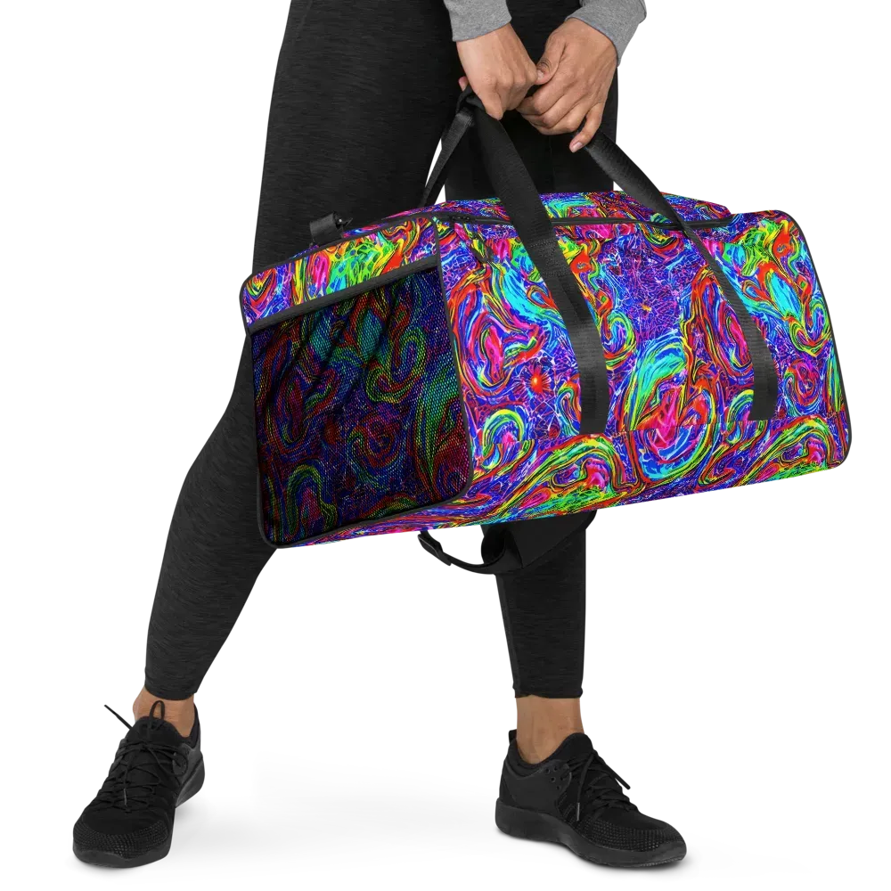 Cobalt Marbling on Duffle Bag — Right Front