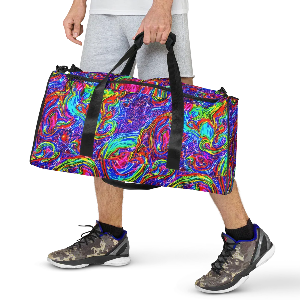 Cobalt Marbling on Duffle Bag — Front