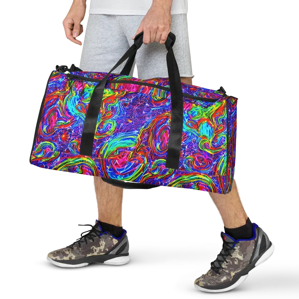 Cobalt Marbling on Duffle Bag — Front