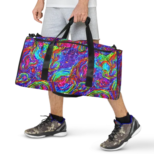 Cobalt Marbling on a Duffle Bag