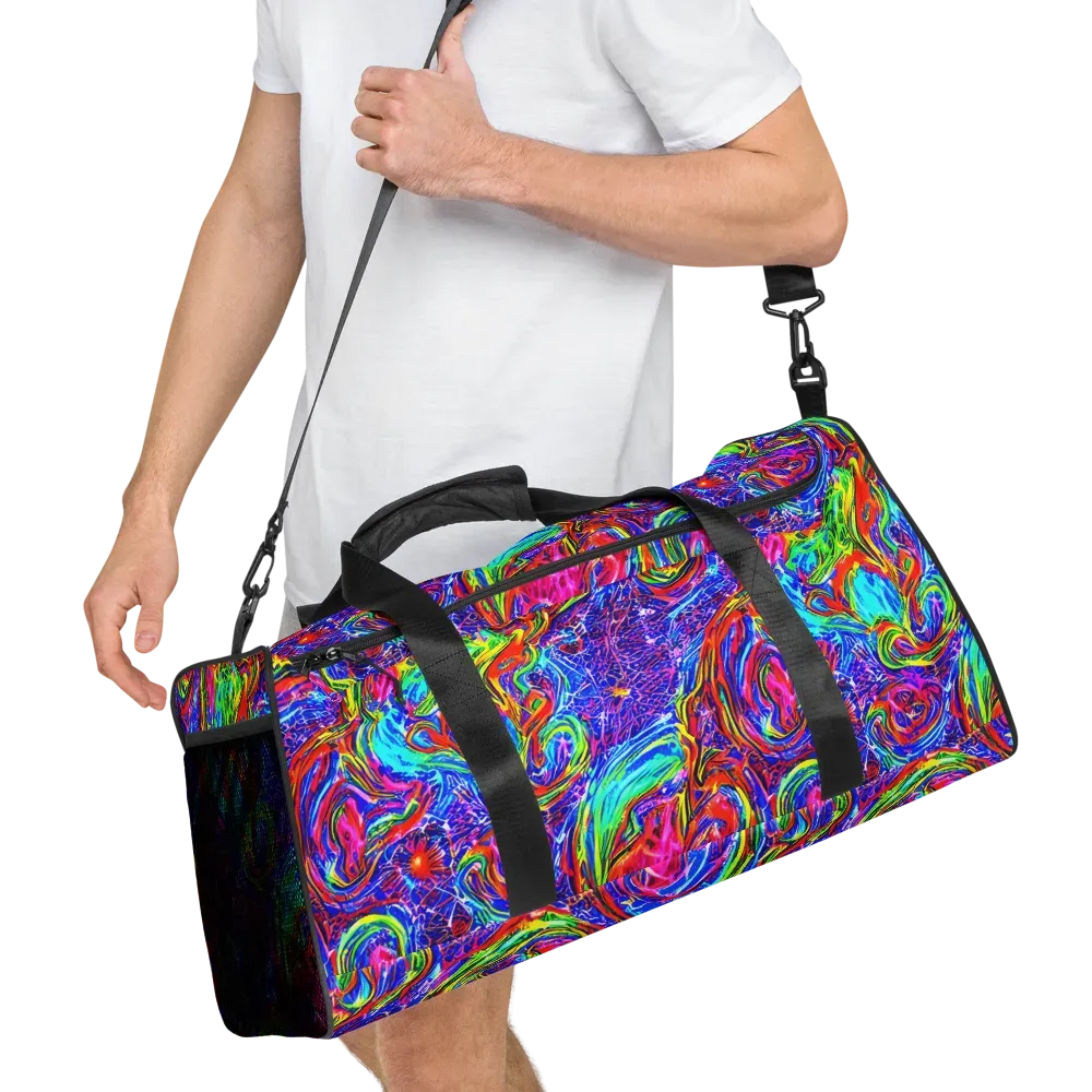 Cobalt Marbling on Duffle Bag — Right Front
