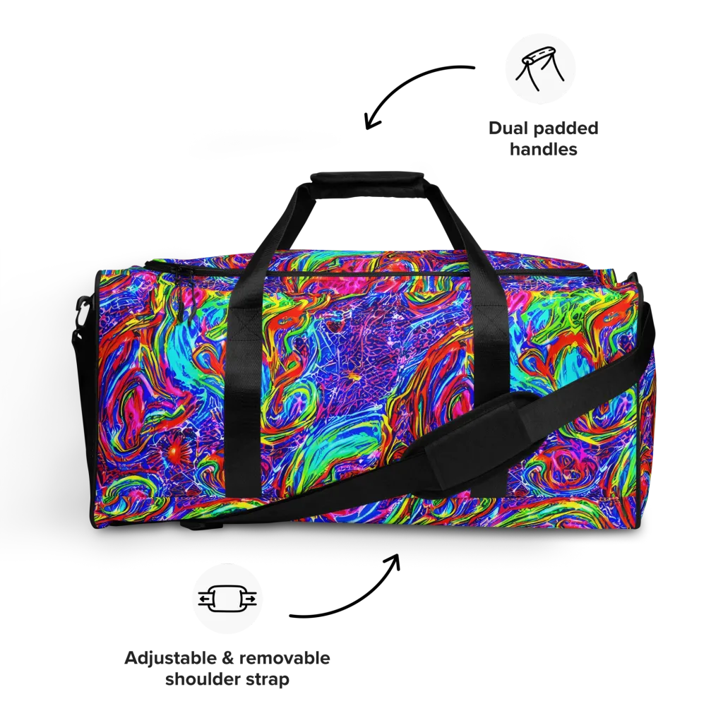 Cobalt Marbling on Duffle Bag — Front
