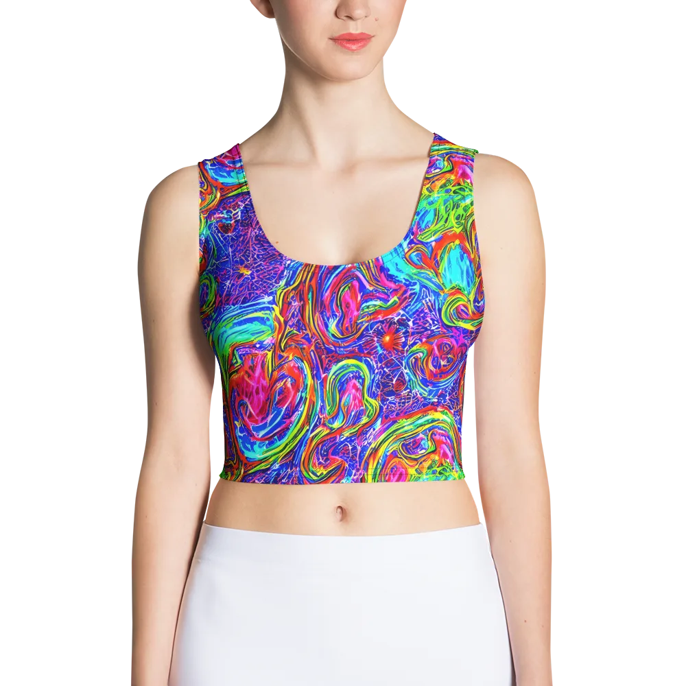 Cobalt Marbling on Crop Top — Front