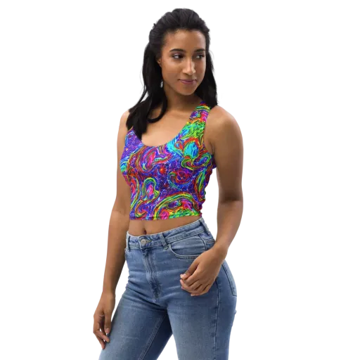 Cobalt Marbling on a Crop Top
