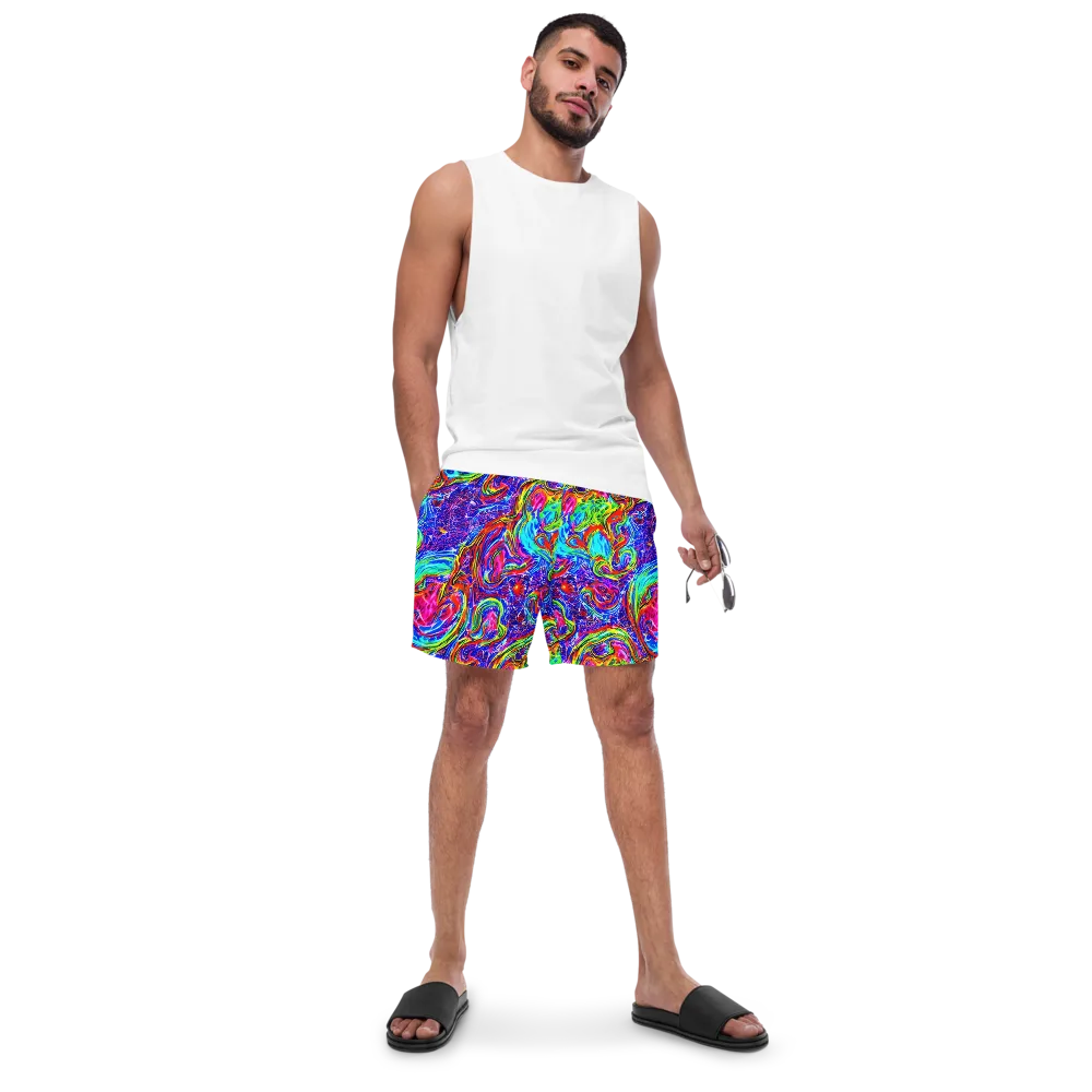 Cobalt Marbling on Swim Trunks — Front