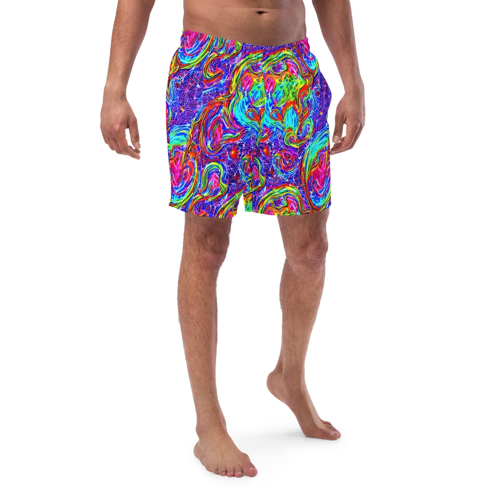 Cobalt Marbling on Swim Trunks — Front