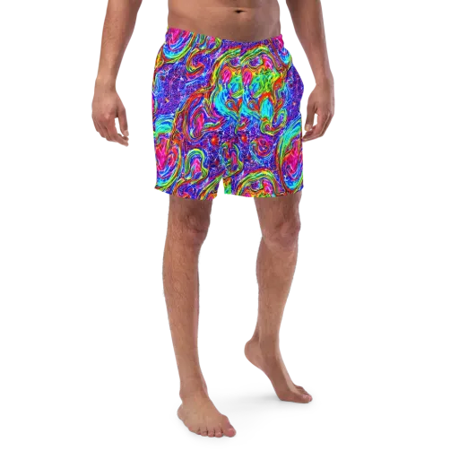 Cobalt Marbling on a Swim Trunks