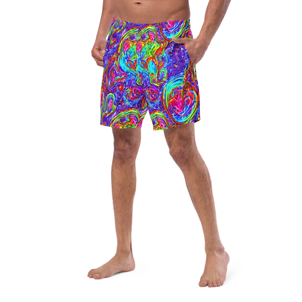 Cobalt Marbling on Swim Trunks — Left Front