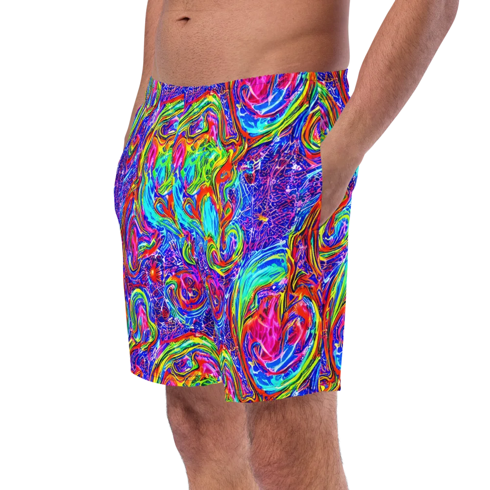 Cobalt Marbling on Swim Trunks — Left Front