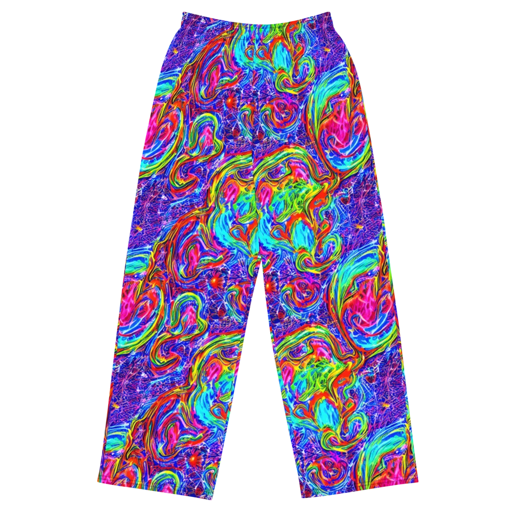 Cobalt Marbling on Wide-Leg Pants — Front