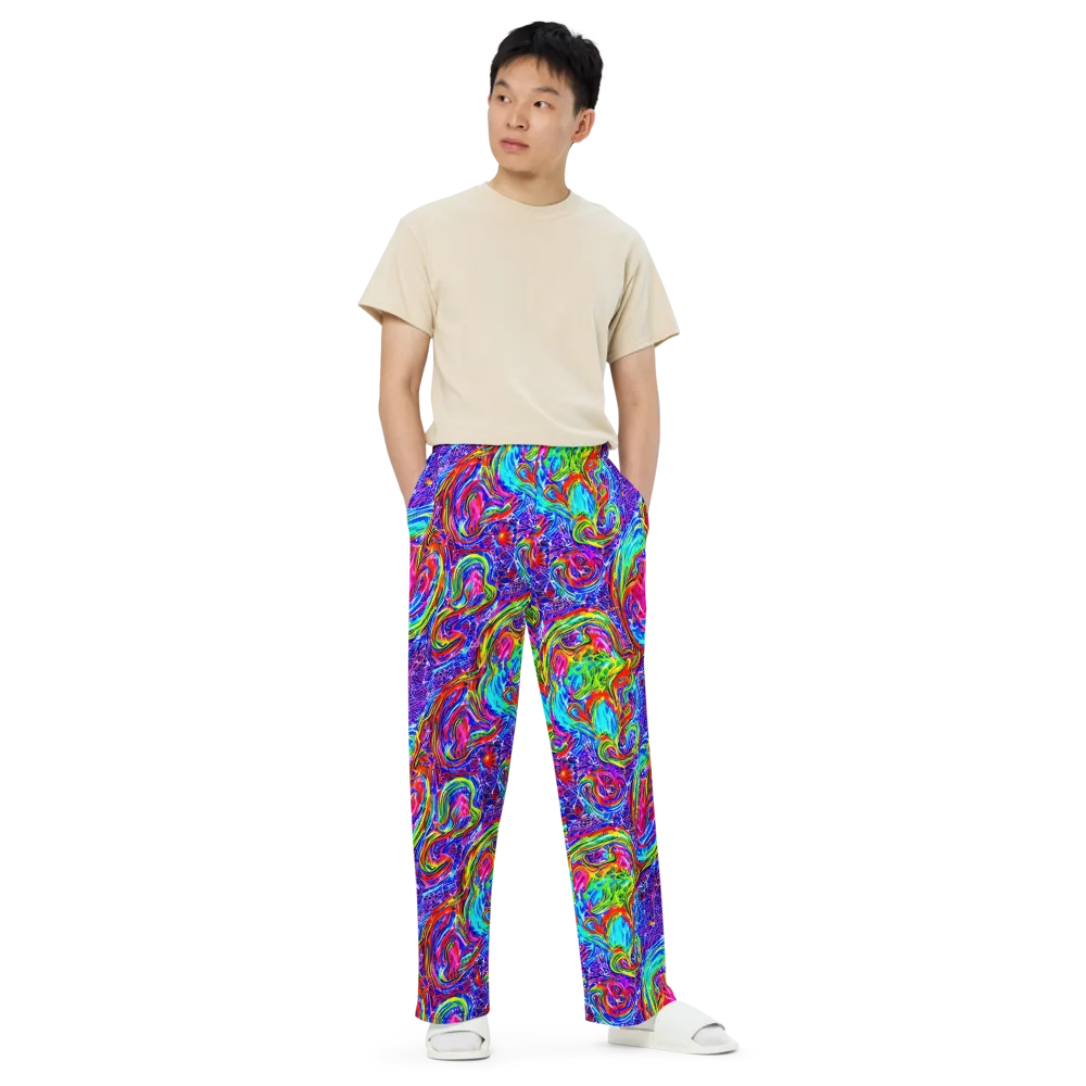 Cobalt Marbling on Wide-Leg Pants — Front