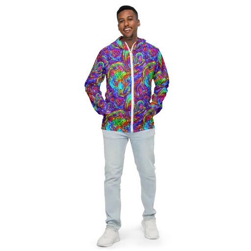 Cobalt Marbling on a Men's Windbreaker