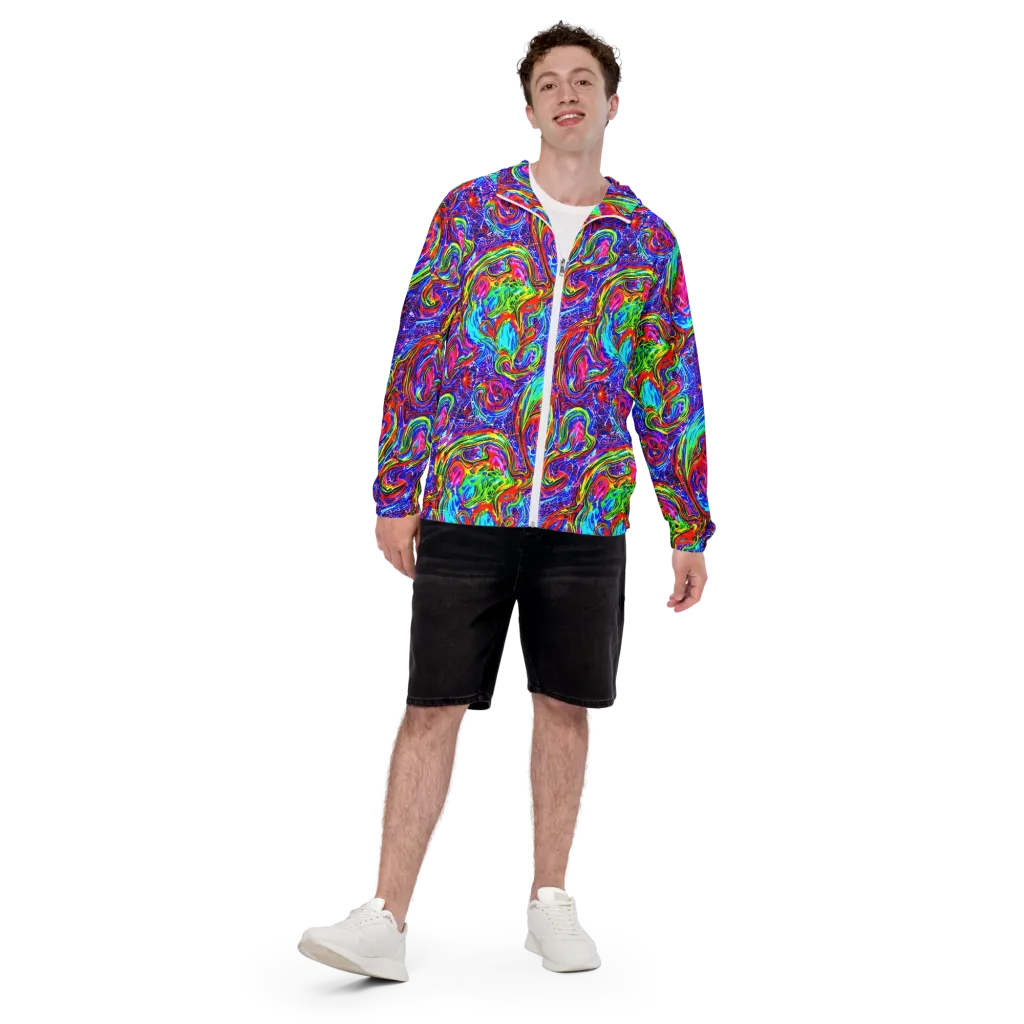 Cobalt Marbling on Men's Windbreaker — Front