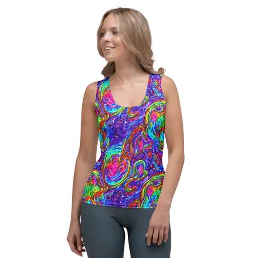 Cobalt Marbling on a Women's Tank Top