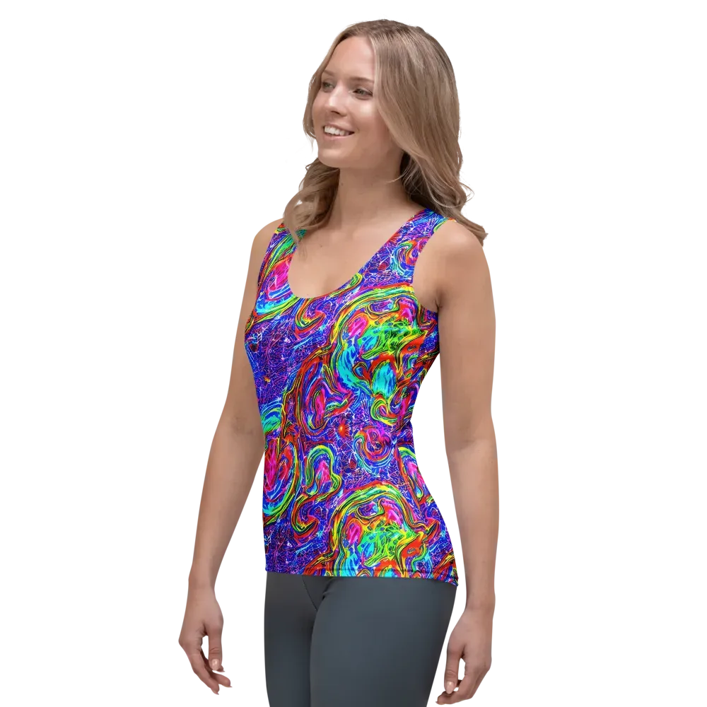 Cobalt Marbling on Women's Tank Top — Left Front