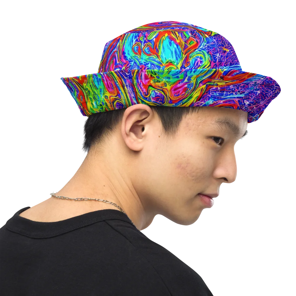 Cobalt Marbling on Reversible Bucket Hat — Right Outside