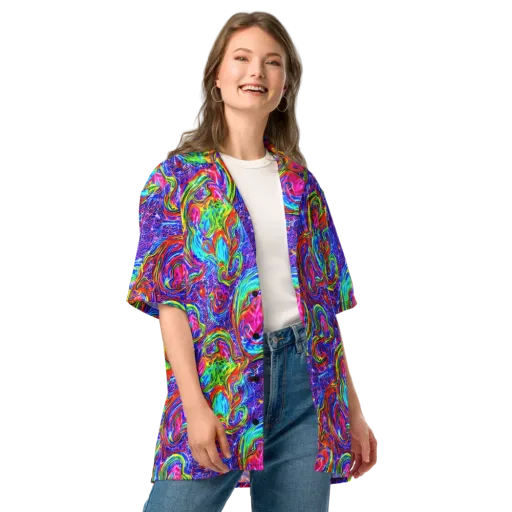 Cobalt Marbling on a Button Shirt