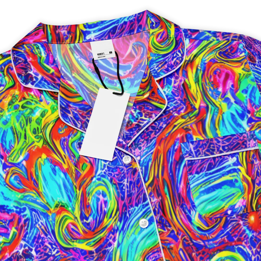 Cobalt Marbling on Women's Short Sleeve Pajama Top — Product details