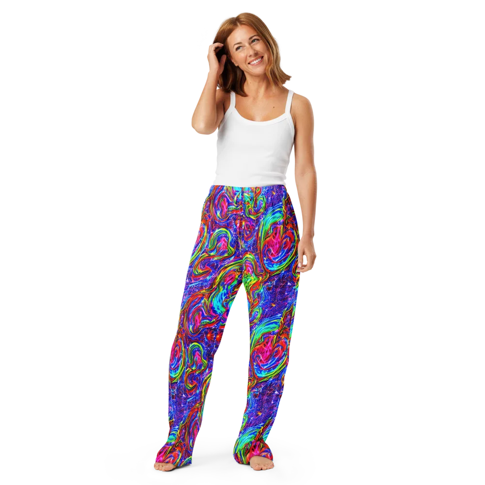 Cobalt Marbling on Women's Pajama Pants — Front