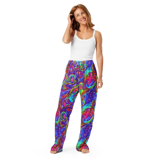 Cobalt Marbling on a Women's Pajama Pants