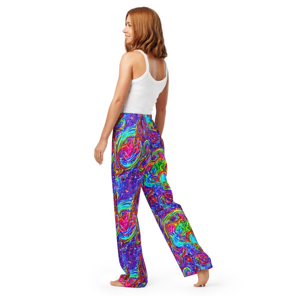 Cobalt Marbling on Women's Pajama Pants — Back