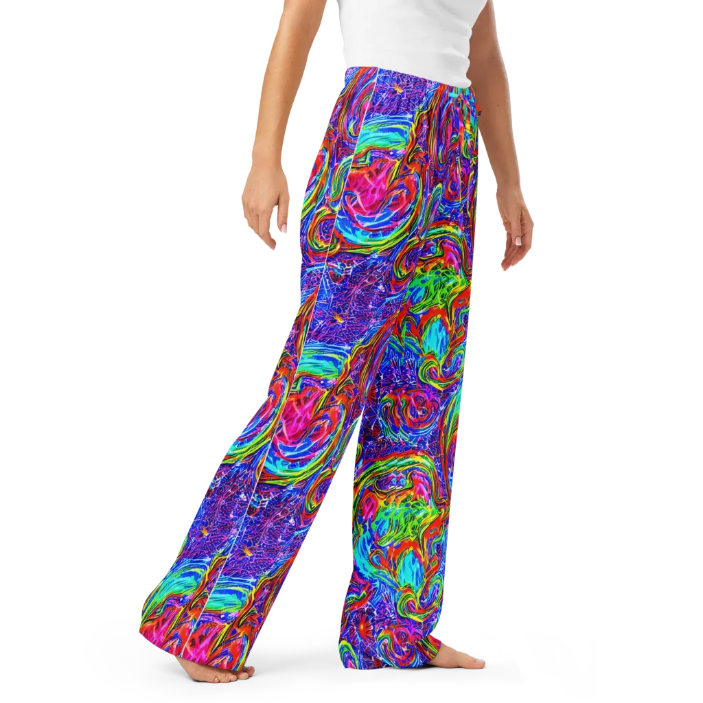 Cobalt Marbling on Women's Pajama Pants — Right Front
