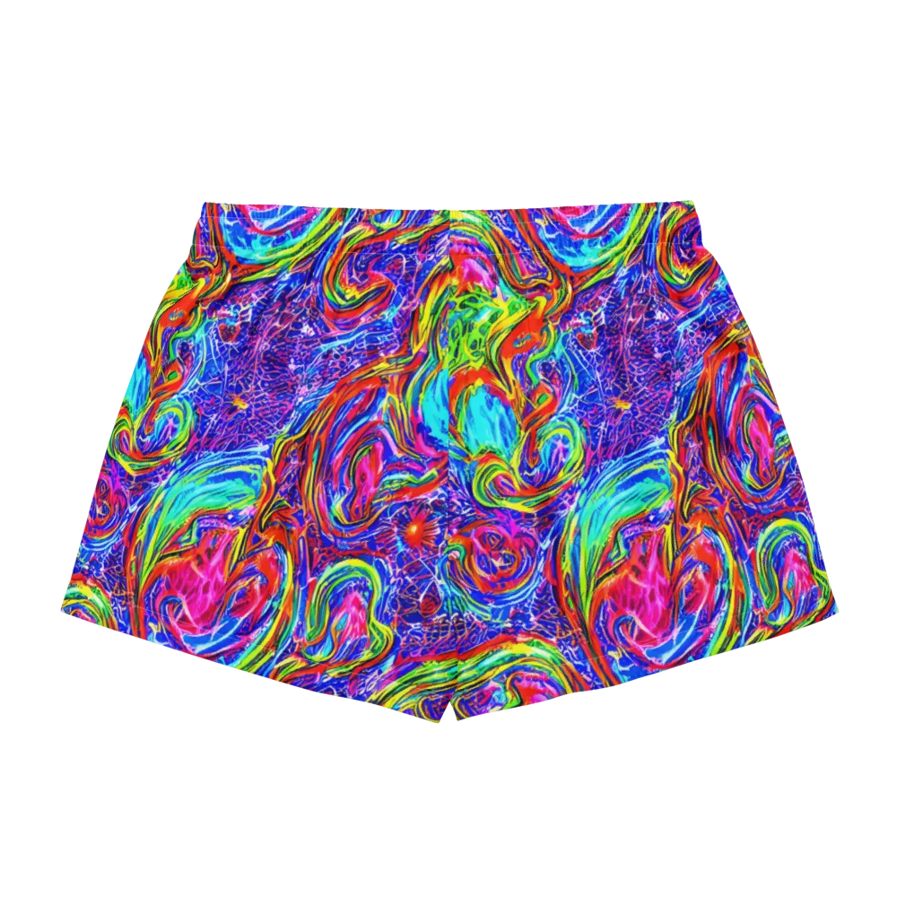 Cobalt Marbling on Women's Pajama Shorts — Back