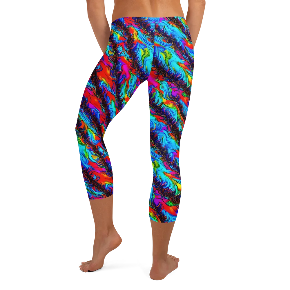 Firelight Current on Capri Leggings — Back