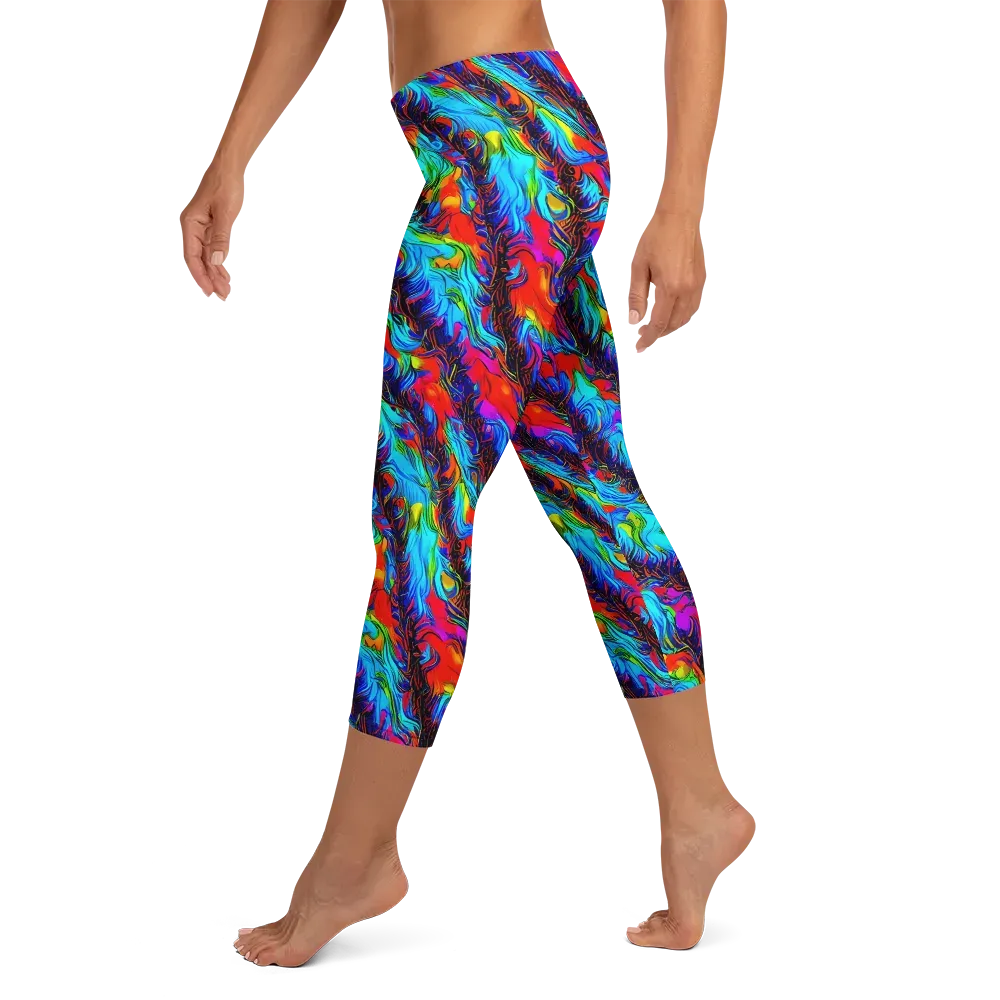 Firelight Current on Capri Leggings — Left