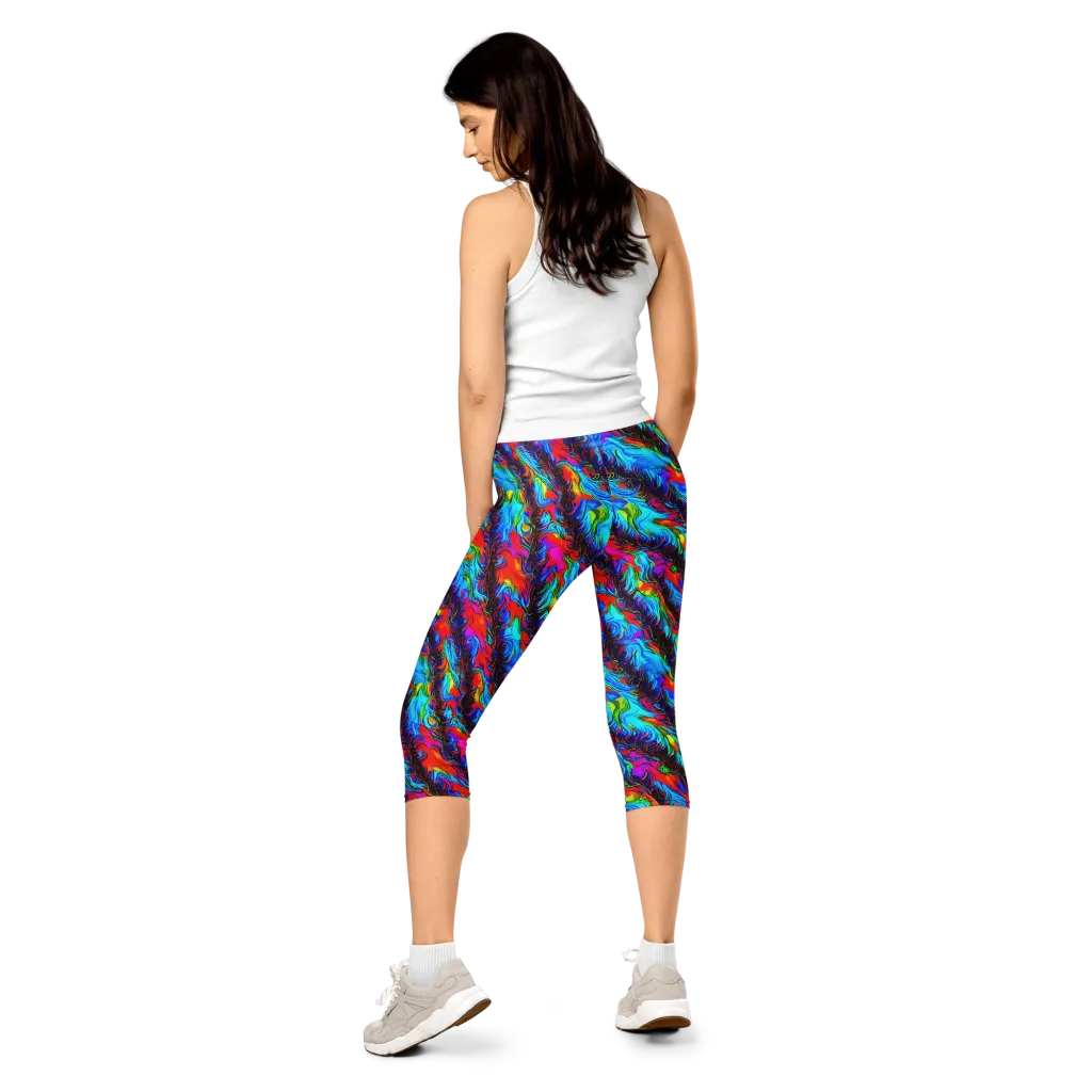 Firelight Current on Capri Leggings — Back