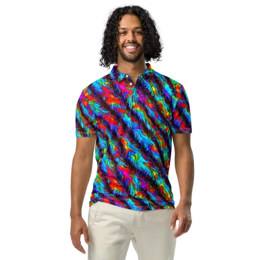 Firelight Current on a Men's Slim Fit Polo Shirt