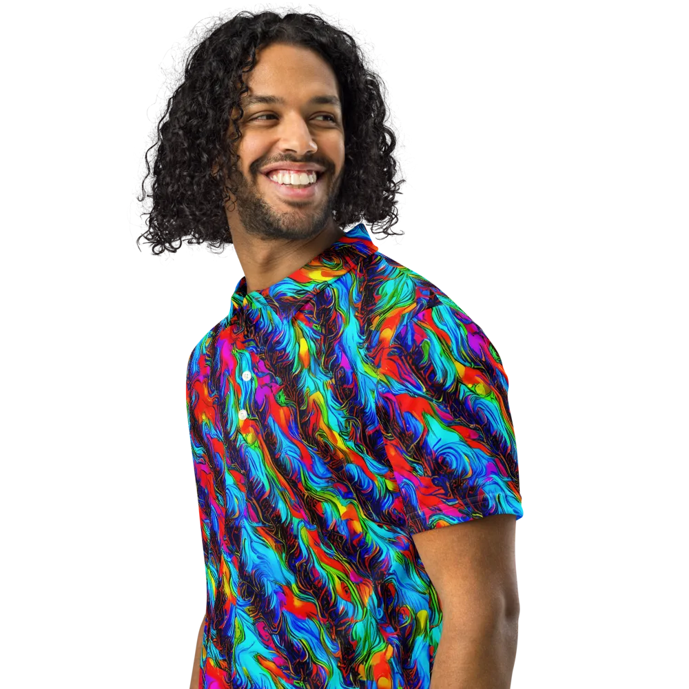Firelight Current on Men's Slim Fit Polo Shirt — Left Front
