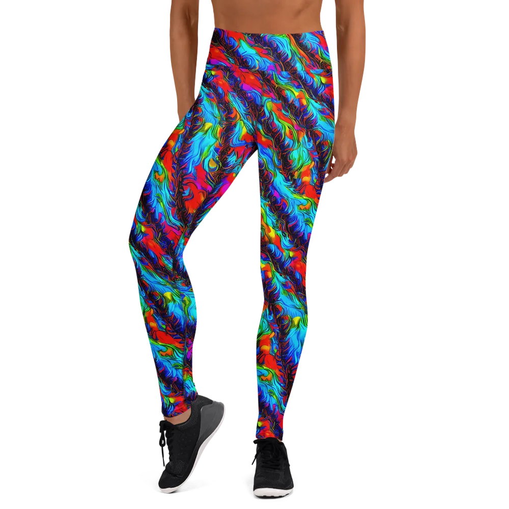 Firelight Current on Yoga Leggings — Front