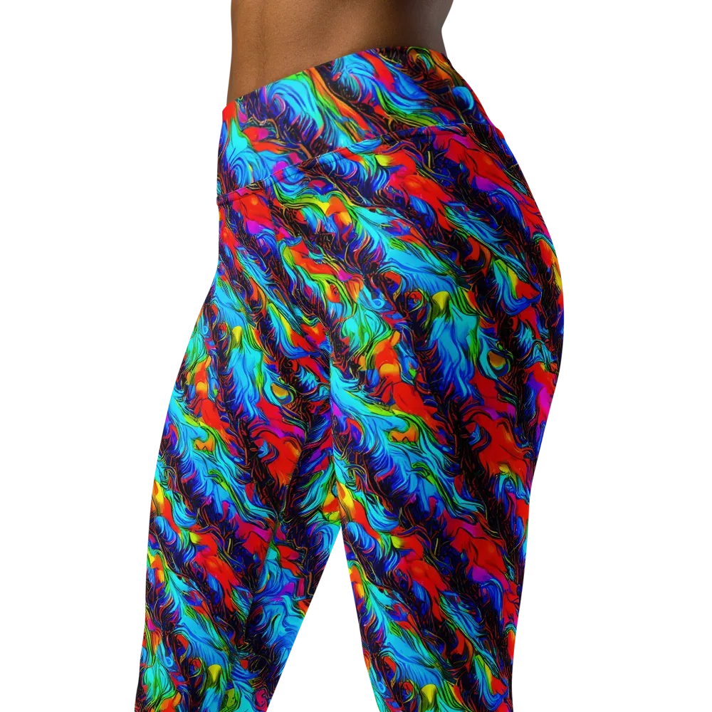 Firelight Current on Yoga Leggings — Left Front