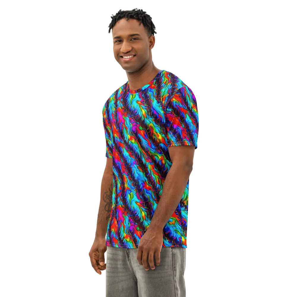 Firelight Current on Men's Cotton Crew Neck T-Shirt — Left Front